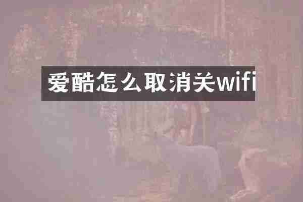 爱酷怎么取消关wifi