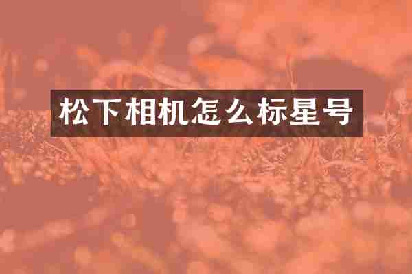 相机怎么标星号