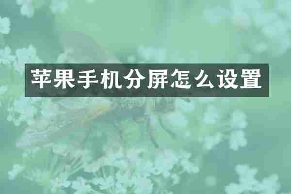 苹果手机分屏怎么设置