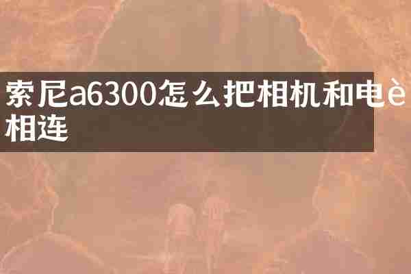 a6300怎么把相机和电脑相连