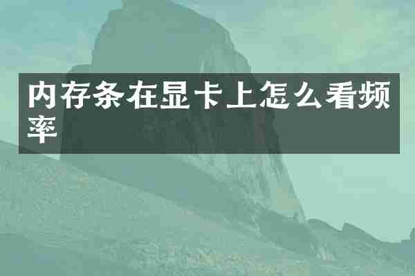内存条在显卡上怎么看频率