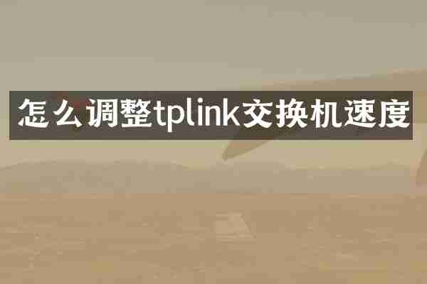怎么调整tplink交换机速度