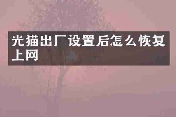 光猫出厂设置后怎么恢复上网