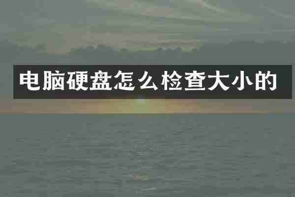 电脑硬盘怎么检查大小的