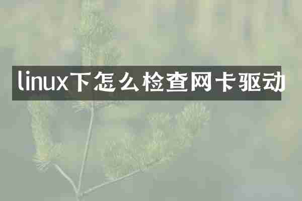 linux下怎么检查网卡驱动