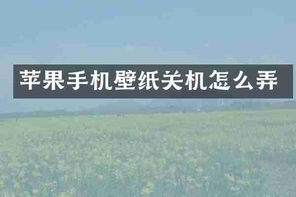 苹果手机壁纸关机怎么弄