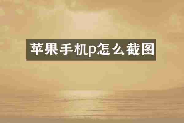 苹果手机p怎么截图