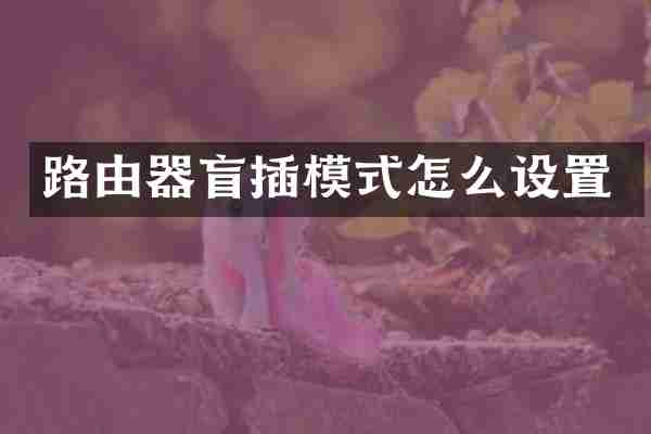 路由器盲插模式怎么设置