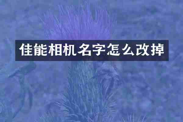 佳能相机名字怎么改掉