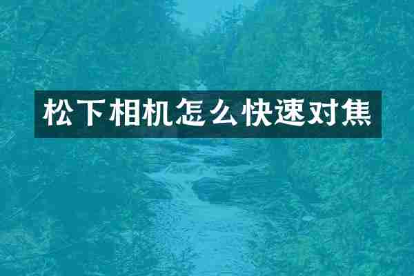 相机怎么快速对焦