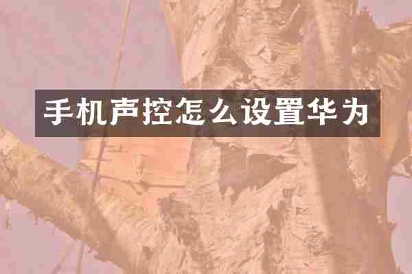 手机声控怎么设置华为