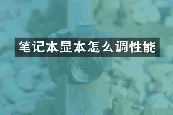 笔记本显本怎么调性能