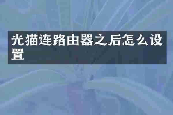 光猫连路由器之后怎么设置
