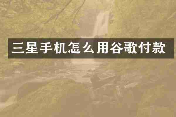 三星手机怎么用谷歌付款