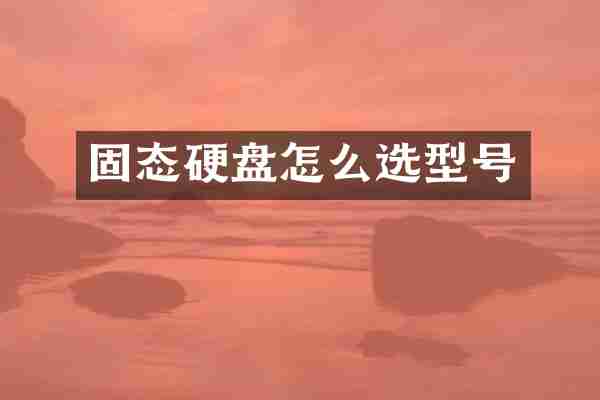 固态硬盘怎么选型号