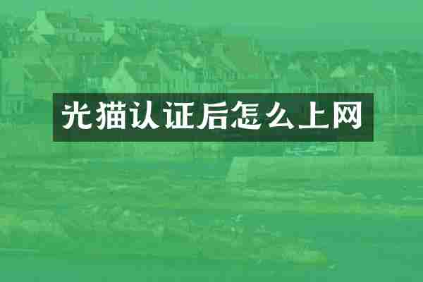 光猫认证后怎么上网