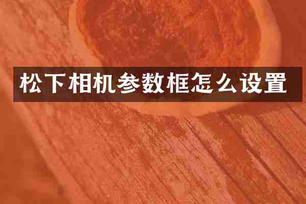 相机参数框怎么设置