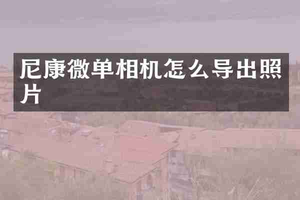 尼康微单相机怎么导出照片