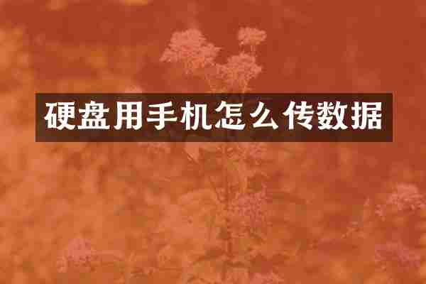 硬盘用手机怎么传数据