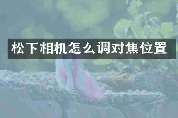 相机怎么调对焦位置