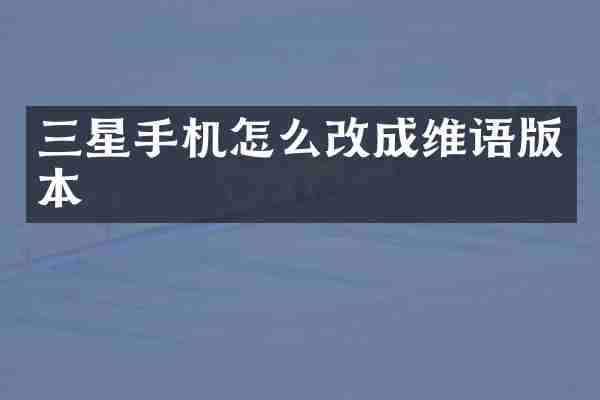 三星手机怎么改成维语版本