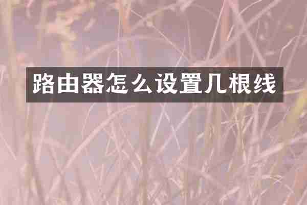 路由器怎么设置几根线