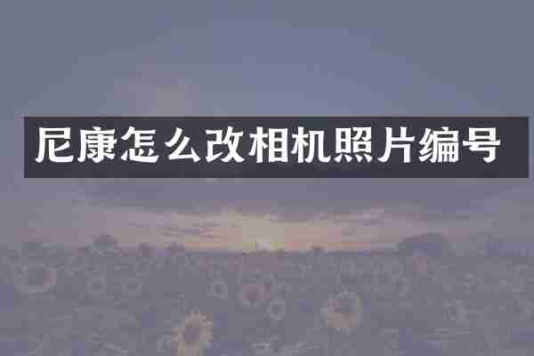 尼康怎么改相机照片编号
