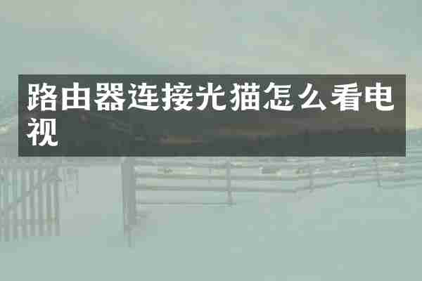 路由器连接光猫怎么看电视