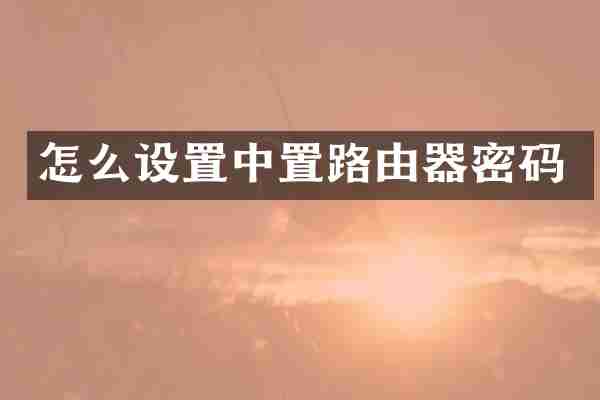 怎么设置中置路由器密码