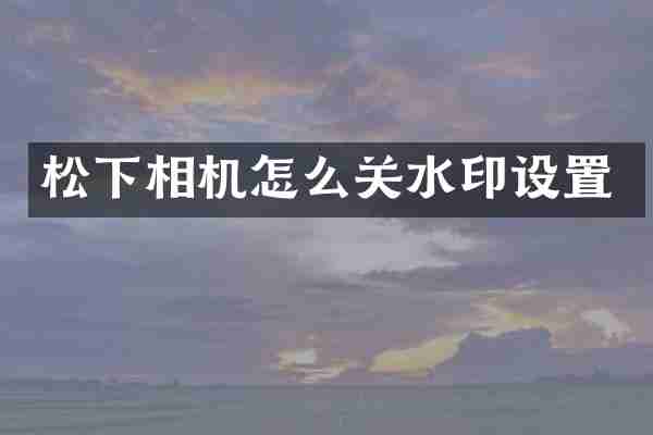 相机怎么关水印设置