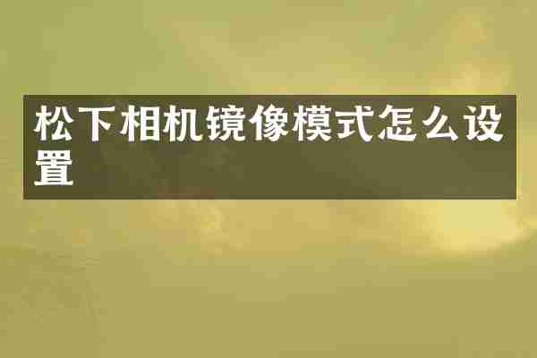 相机镜像模式怎么设置