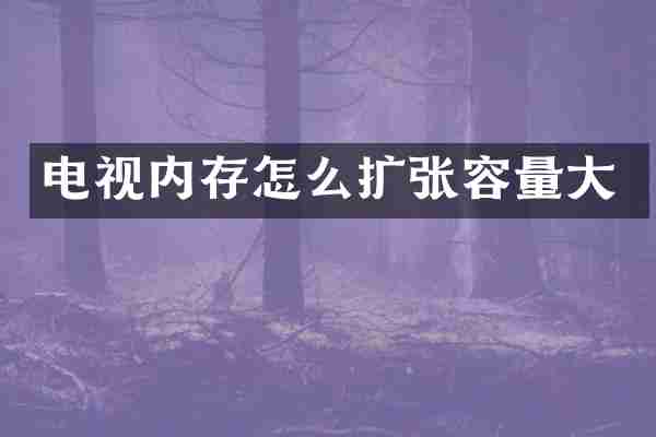 电视内存怎么扩张容量大