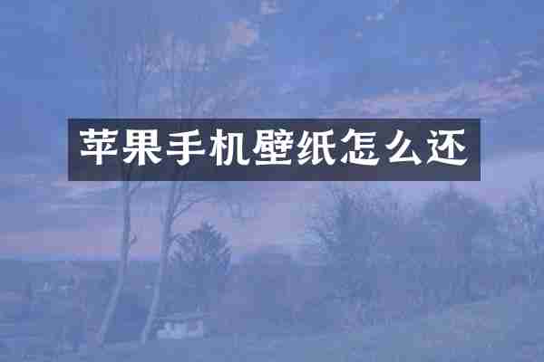 苹果手机壁纸怎么还