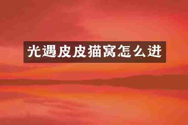 光遇皮皮猫窝怎么进