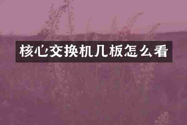 核心交换机几板怎么看