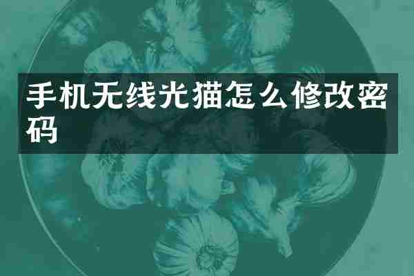 手机无线光猫怎么修改密码