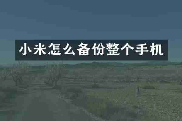 小米怎么备份整个手机
