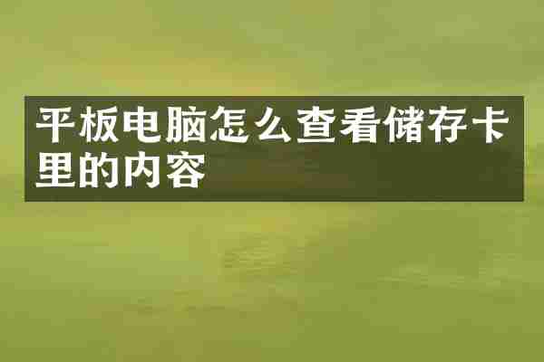 平板电脑怎么查看储存卡里的内容