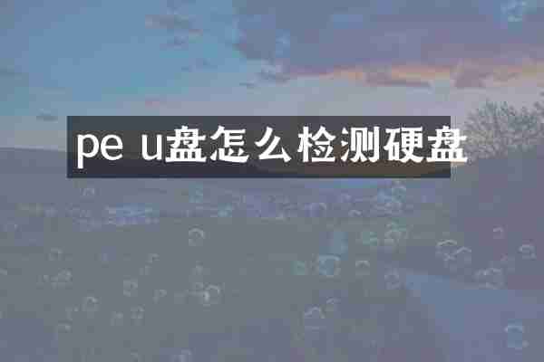 pe u盘怎么检测硬盘