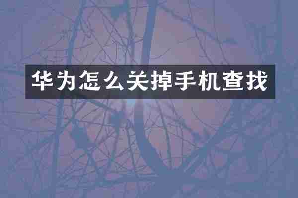 华为怎么关掉手机查找