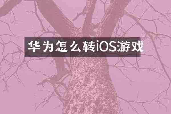华为怎么转iOS游戏