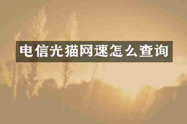 电信光猫网速怎么查询