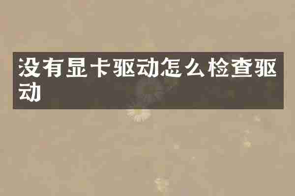 没有显卡驱动怎么检查驱动