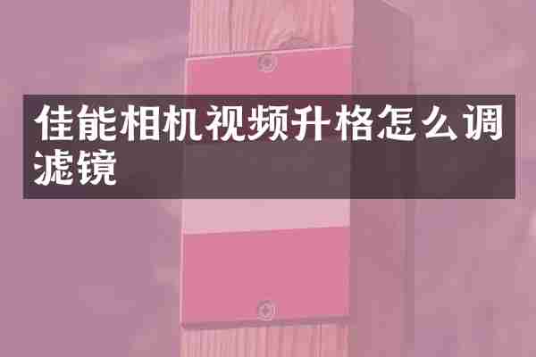 佳能相机视频升格怎么调滤镜