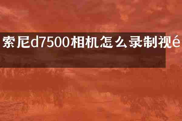 d7500相机怎么录制视频