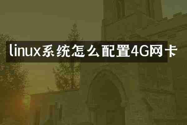 linux系统怎么配置4G网卡