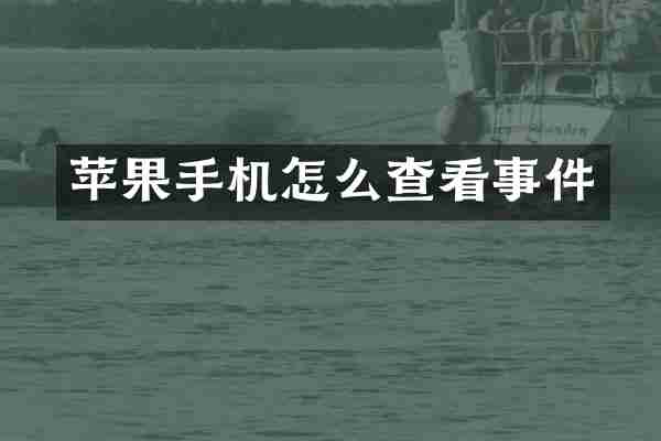 苹果手机怎么查看事件