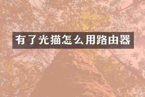 有了光猫怎么用路由器