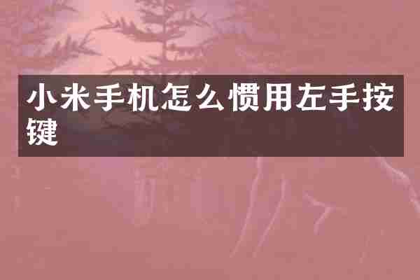 小米手机怎么惯用左手按键