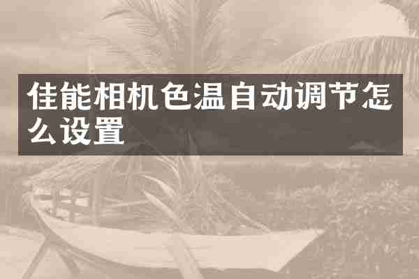 佳能相机色温自动调节怎么设置